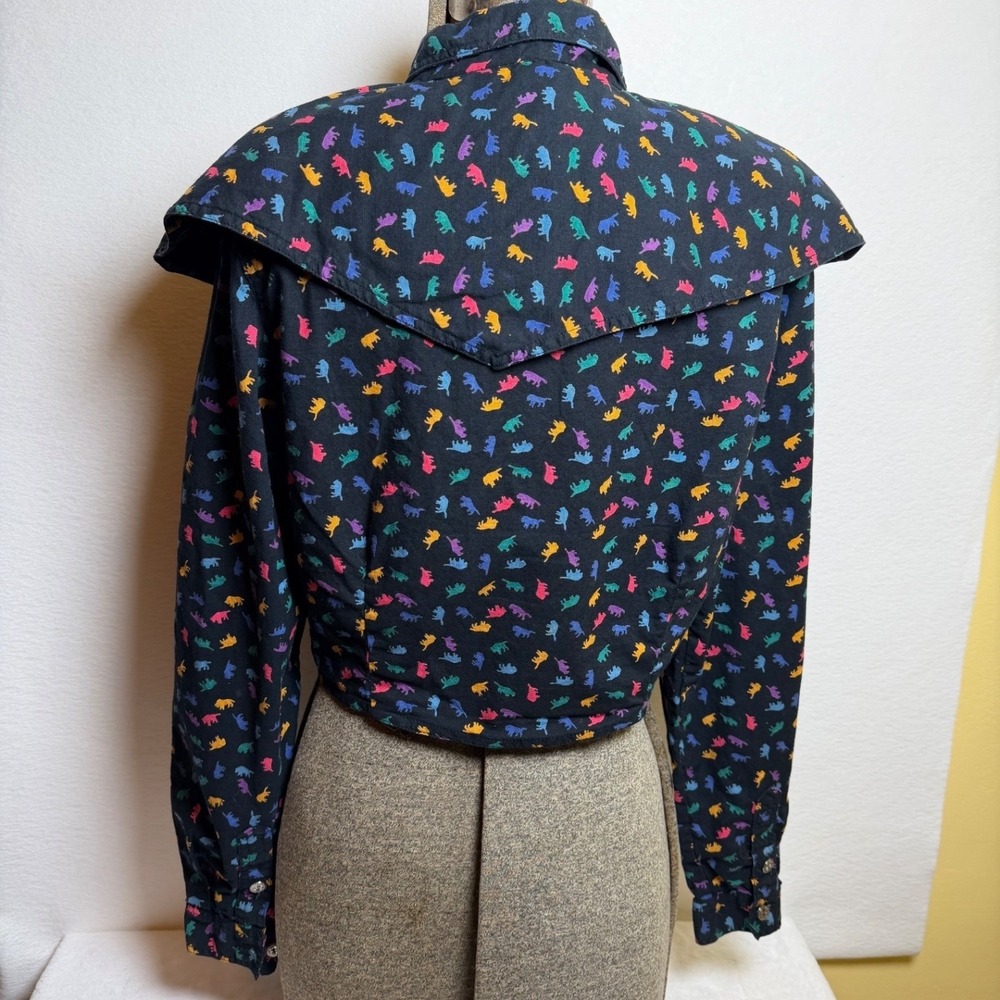 Vintage Rodeo Western Wear Women's Small Cropped Print Blouse 100% Cotton - Picture 4 of 15